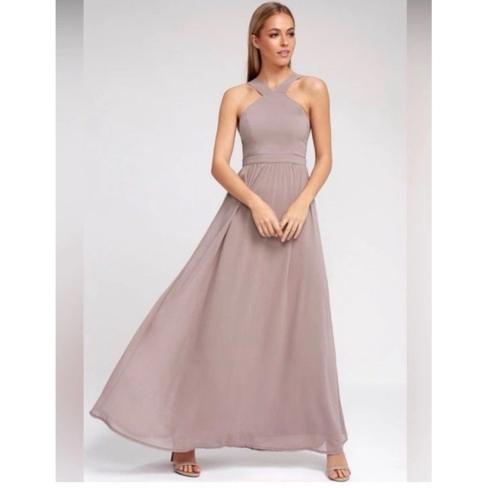 Lulus Air Of Romance Maxi Dress Women's Size Small Chiffon Sleeveless Party